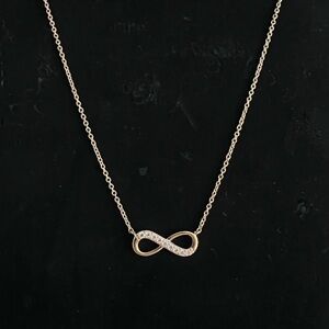 NEW Diamonique Gold Infinity Diamond Necklace